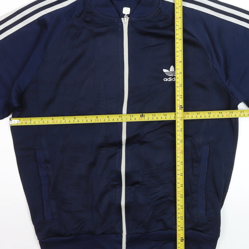Adidas Men's Blue Medium Track Jacket Full Zip Classic Windbreaker