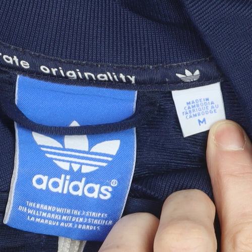 Adidas Men's Blue Medium Track Jacket Full Zip Classic Windbreaker