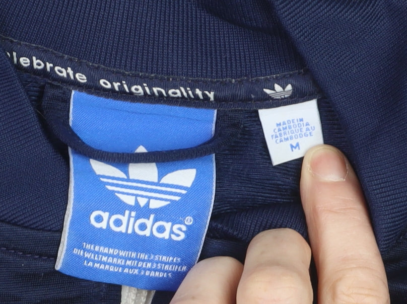 Adidas Men's Blue Medium Track Jacket Full Zip Classic Windbreaker