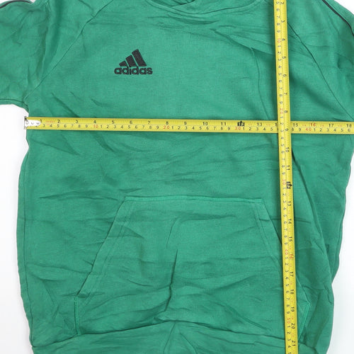Adidas Boys Green Pullover Hoodie 13-14 Years Cotton Blend Casual
