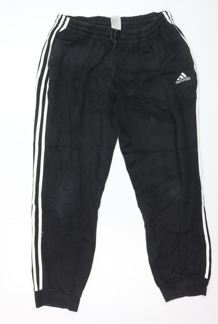 Adidas Mens Black XL Jogger Trousers Elastic Waist Activewear