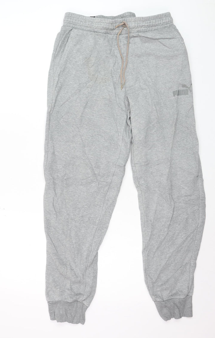 Puma Men's Grey Jogger Trousers Size L Elastic Waist Activewear