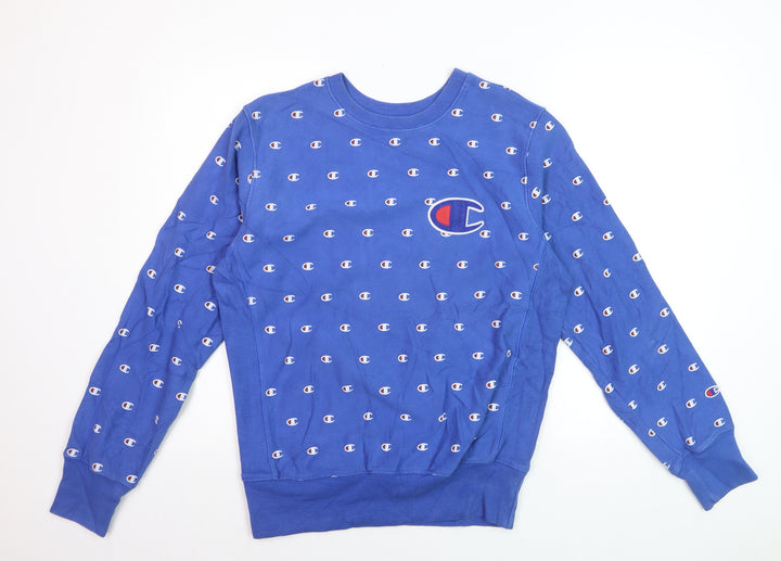 Champion Men's Blue Large Reverse Weave Logo Pullover Sweatshirt