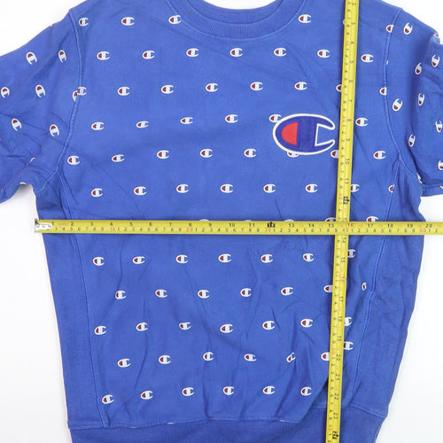 Champion Men's Blue Large Reverse Weave Logo Pullover Sweatshirt