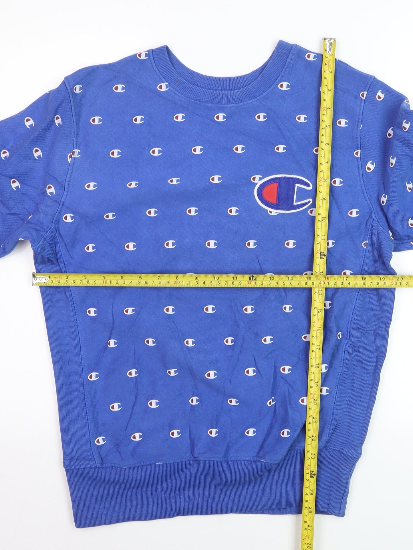Champion Men's Blue Large Reverse Weave Logo Pullover Sweatshirt