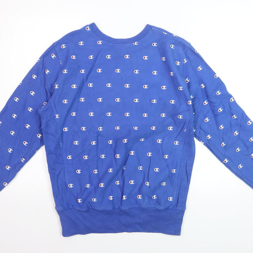 Champion Men's Blue Large Reverse Weave Logo Pullover Sweatshirt