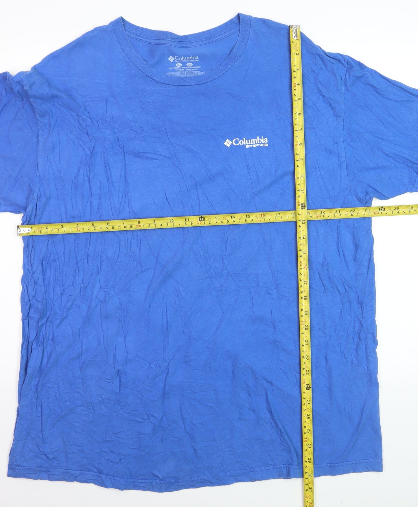 Columbia Men's Blue 2XL Cotton Graphic Fishing T-Shirt