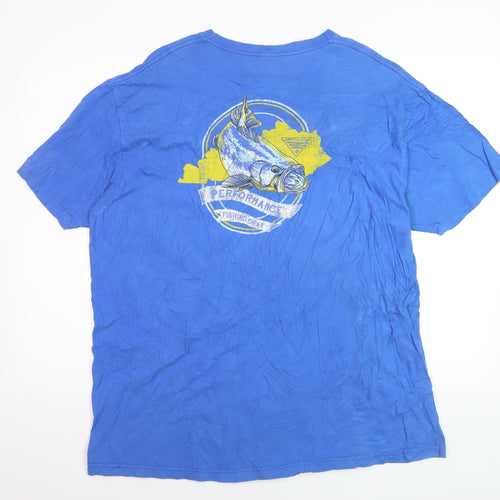 Columbia Men's Blue 2XL Cotton Graphic Fishing T-Shirt