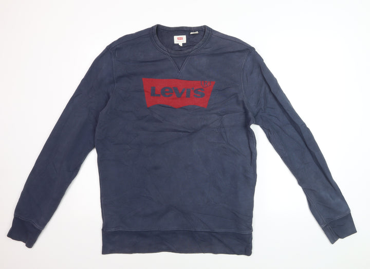 Levi's Men's Blue Crew Neck Cotton Pullover Sweatshirt M