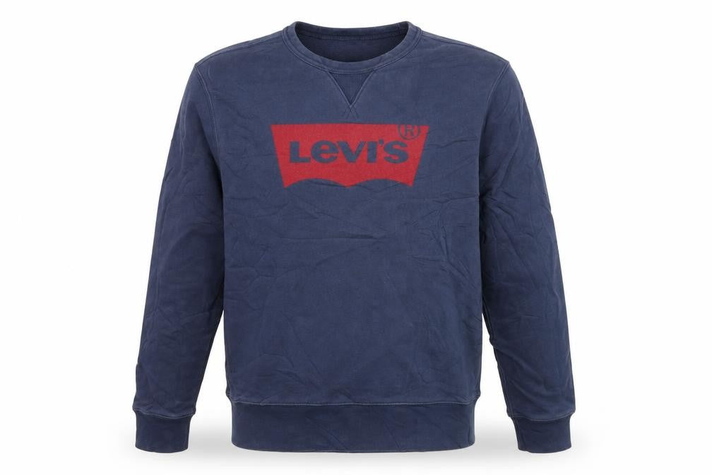 Front view of Levi's Men's Blue Crew Neck Cotton Pullover Sweatshirt M