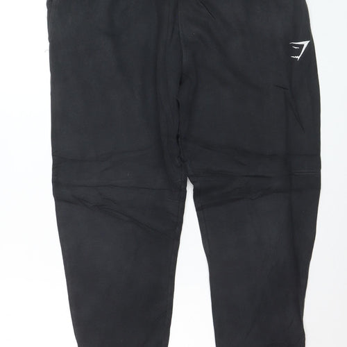 Gymshark Men's Black Jogger Trousers M Regular Fit Elastic Waist Activewear