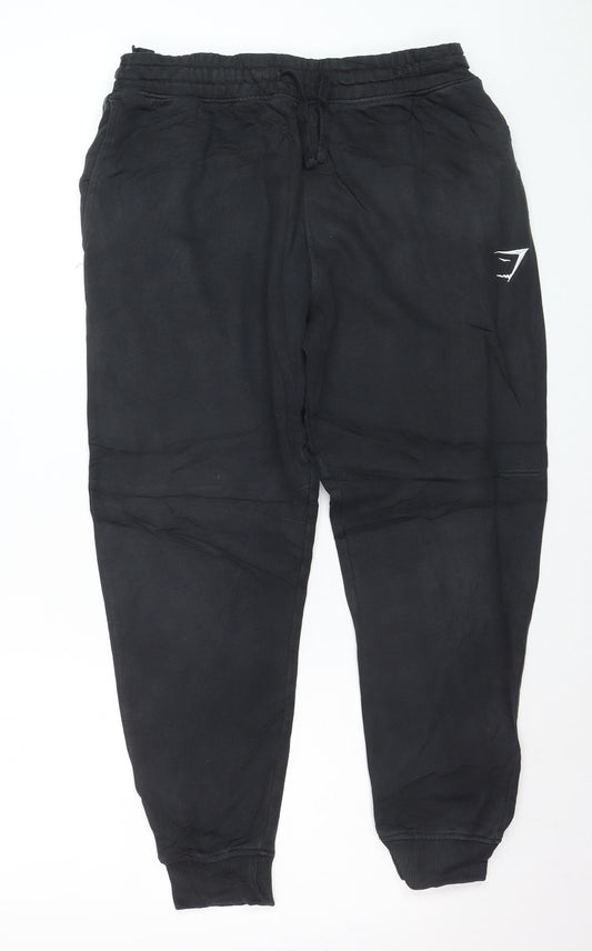 Gymshark Men's Black Jogger Trousers M Regular Fit Elastic Waist Activewear