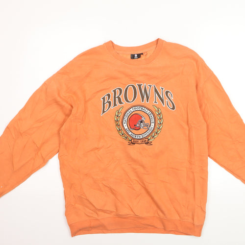 NFL Team Apparel Mens Orange XS Pullover Sweatshirt Crew Neck Browns Logo