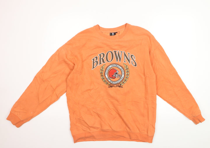 NFL Team Apparel Mens Orange XS Pullover Sweatshirt Crew Neck Browns Logo