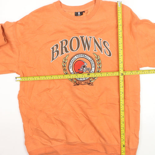 NFL Team Apparel Mens Orange XS Pullover Sweatshirt Crew Neck Browns Logo