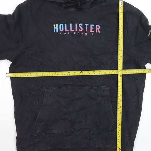 Hollister Men’s Black Pullover Hoodie L Logo Graphic Fleece Sweatshirt