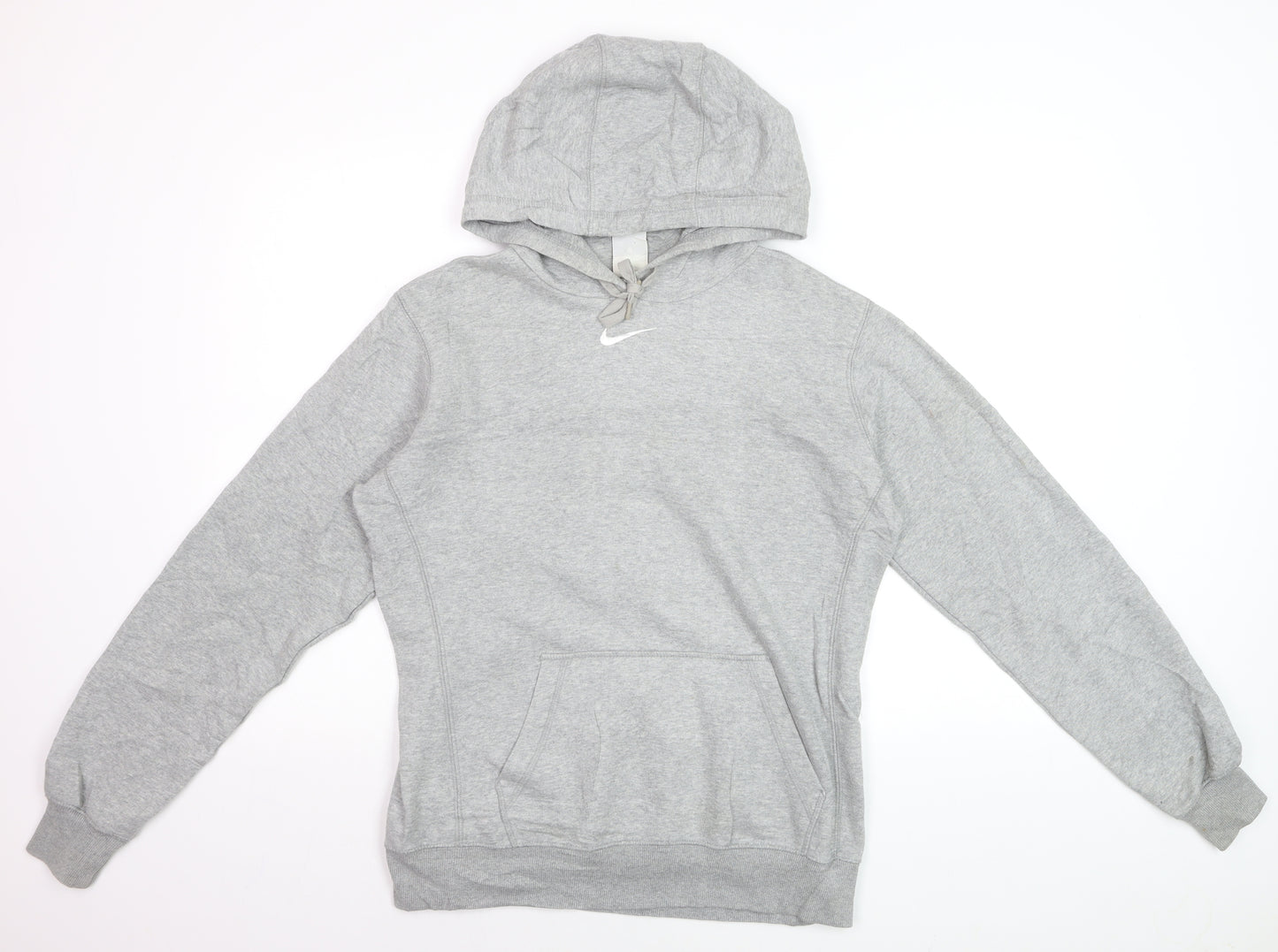 Nike Men's Grey Pullover Hoodie M Regular Fit Cotton Fleece