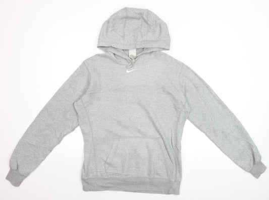 Nike Men's Grey Pullover Hoodie M Regular Fit Cotton Fleece