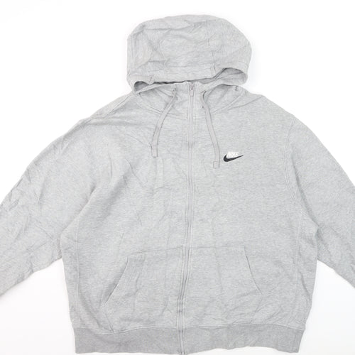 Nike Men's Grey Full Zip Hoodie XL Fleece Lined Sweatshirt