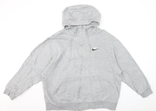 Nike Men's Grey Full Zip Hoodie XL Fleece Lined Sweatshirt