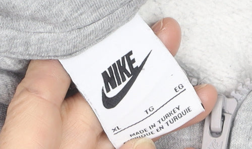 Nike Men's Grey Full Zip Hoodie XL Fleece Lined Sweatshirt