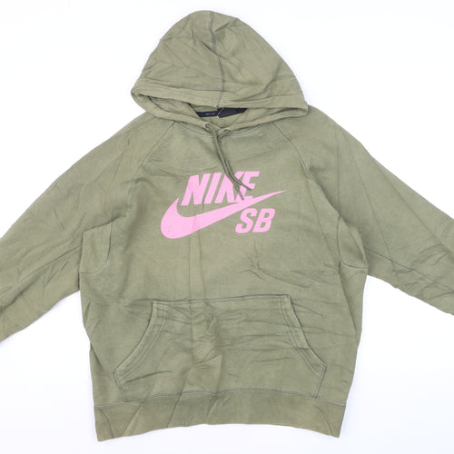 Nike SB Men's Green Pullover Hoodie M Graphic Logo Fleece