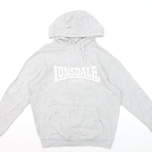 Lonsdale Mens Grey Pullover Hoodie Medium Sports Fleece