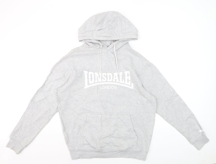 Lonsdale Mens Grey Pullover Hoodie Medium Sports Fleece
