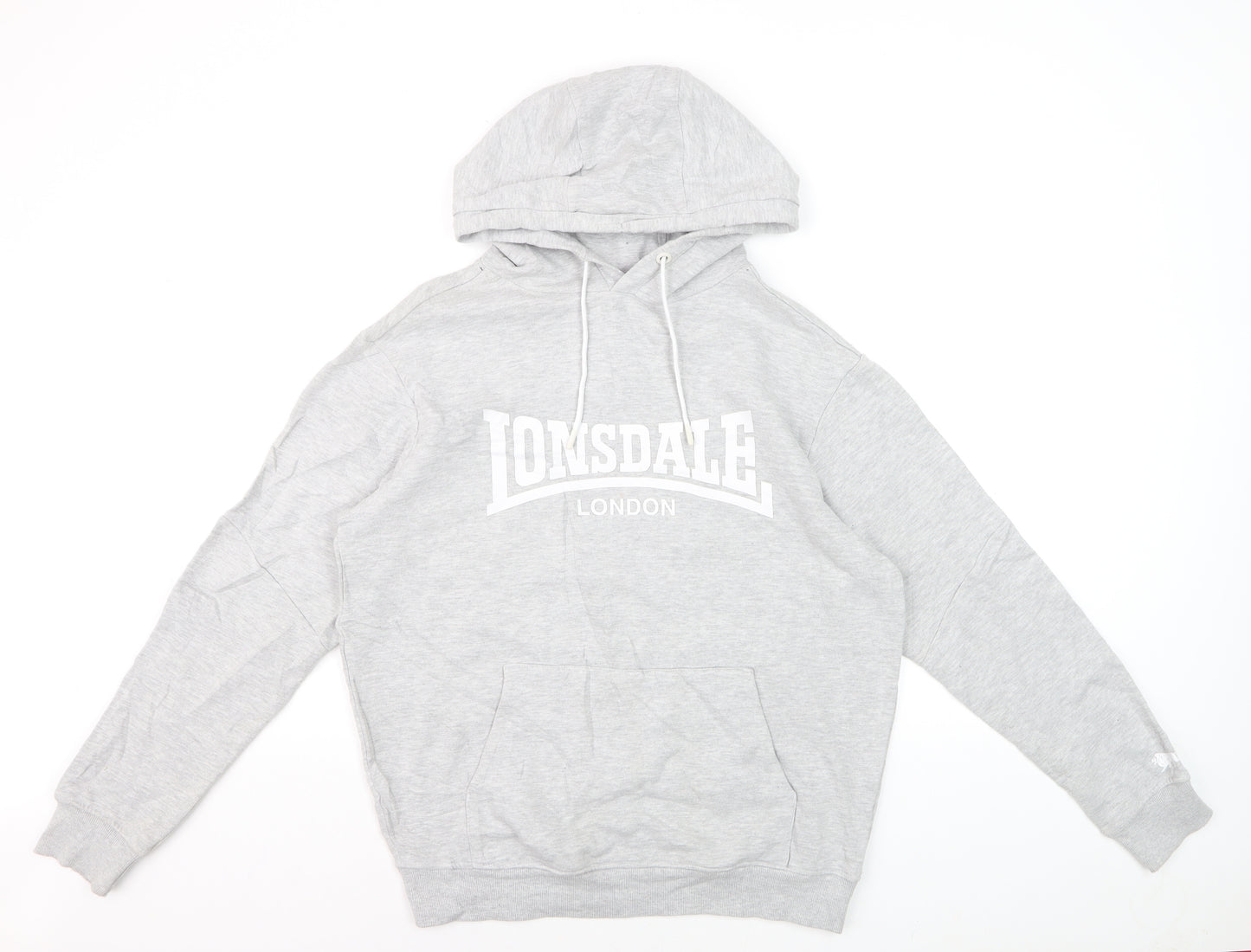 Lonsdale Mens Grey Pullover Hoodie Medium Sports Fleece