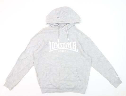 Lonsdale Mens Grey Pullover Hoodie Medium Sports Fleece