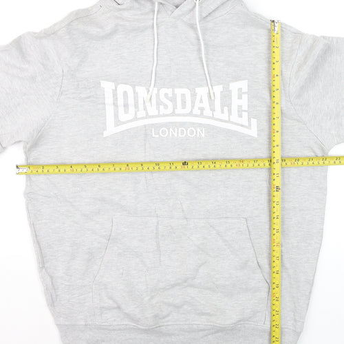 Lonsdale Mens Grey Pullover Hoodie Medium Sports Fleece