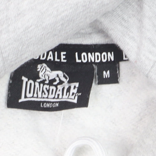 Lonsdale Mens Grey Pullover Hoodie Medium Sports Fleece