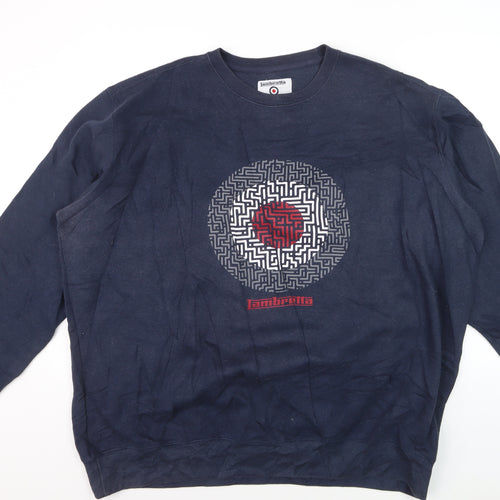 Lambretta Men's Blue 4XL Crew Neck Graphic Pullover Sweatshirt
