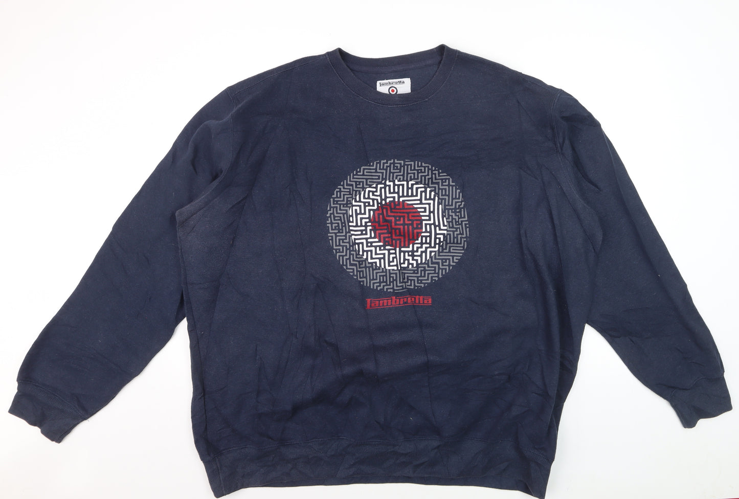 Lambretta Men's Blue 4XL Crew Neck Graphic Pullover Sweatshirt