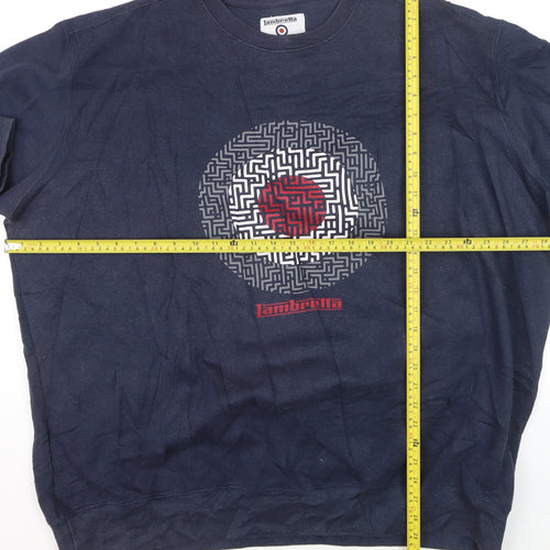 Lambretta Men's Blue 4XL Crew Neck Graphic Pullover Sweatshirt