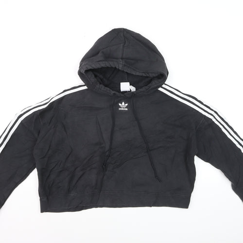 Adidas Women Black Crop Hoodie Sweatshirt Size XS