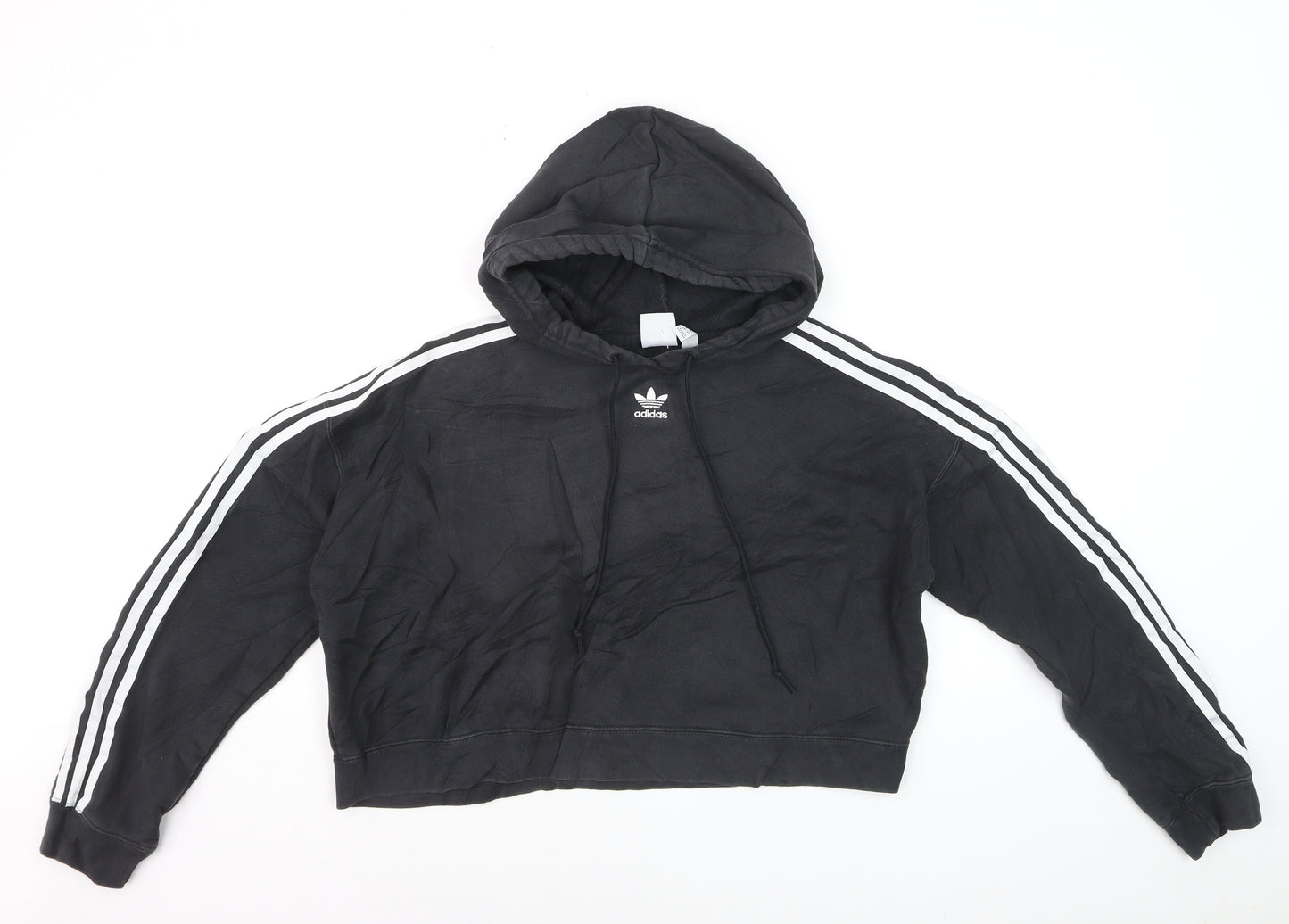 Adidas Women Black Crop Hoodie Sweatshirt Size XS