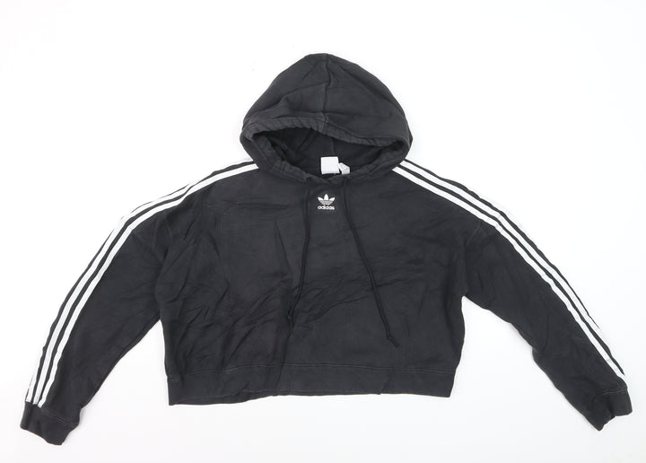 Adidas Women Black Crop Hoodie Sweatshirt Size XS