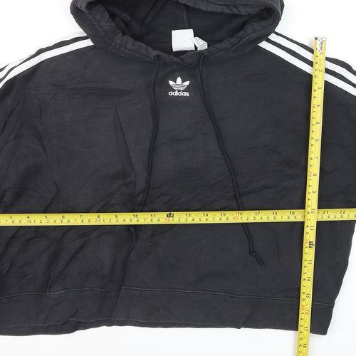 Adidas Women Black Crop Hoodie Sweatshirt Size XS