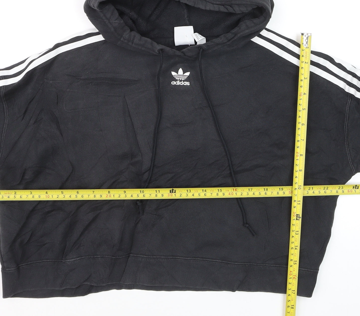 Adidas Women Black Crop Hoodie Sweatshirt Size XS