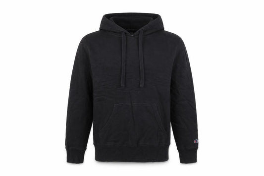 Front view of Champion Men's Black XS Pullover Hoodie Sweatshirt