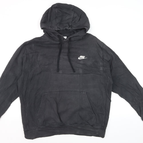 Nike Men’s Black Pullover Hoodie L Regular Fit Fleece Sportswear