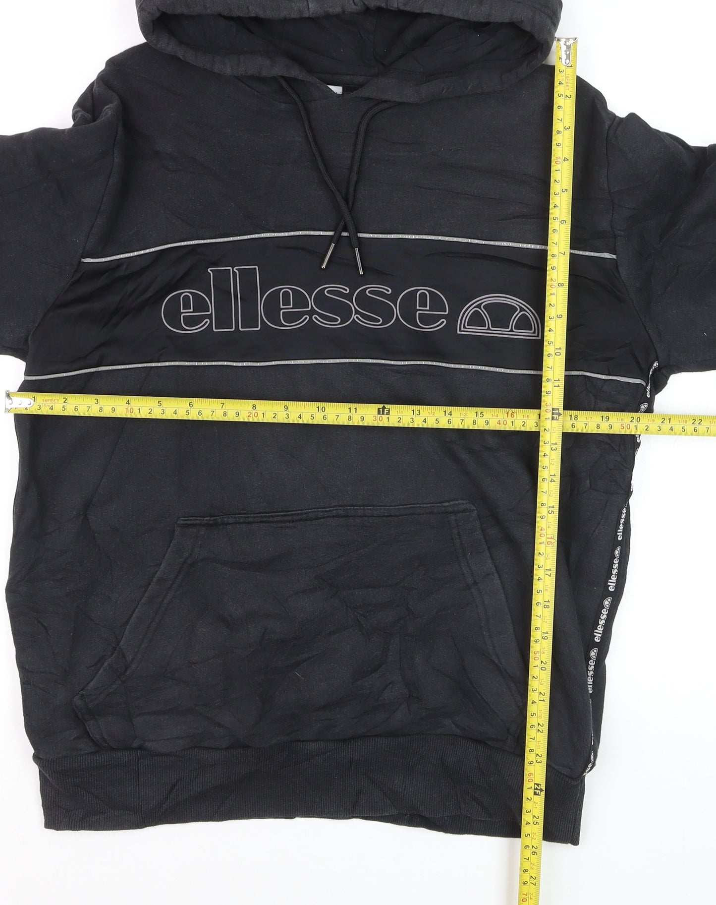 Ellesse Men's Black L Pullover Hoodie with Logo Design