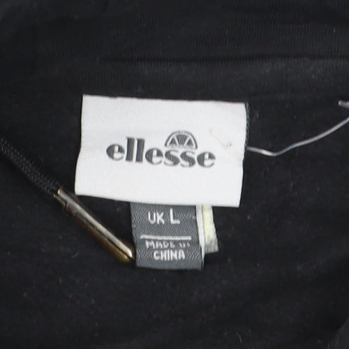 Ellesse Men's Black L Pullover Hoodie with Logo Design