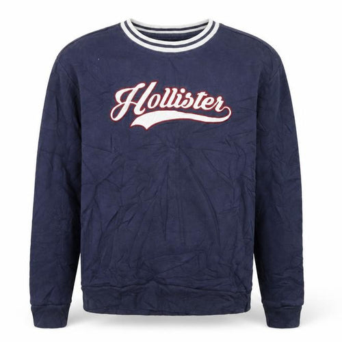 Hollister Men's Blue Logo Pullover Sweatshirt L Relaxed Fit