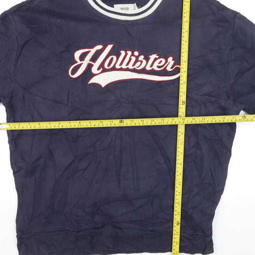 Hollister Men's Blue Logo Pullover Sweatshirt L Relaxed Fit