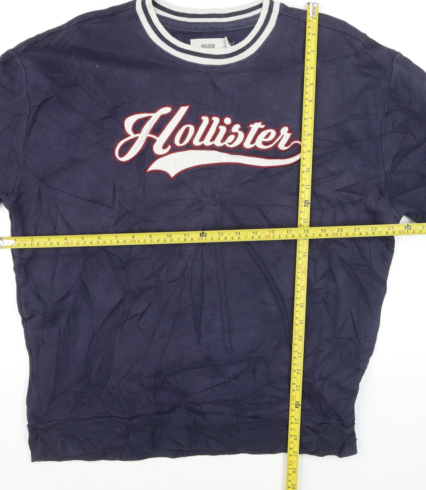 Hollister Men's Blue Logo Pullover Sweatshirt L Relaxed Fit