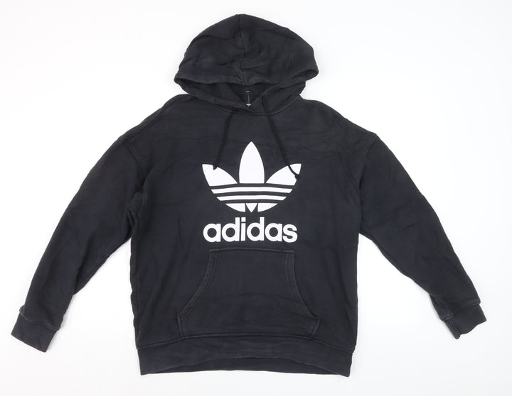 Adidas Mens Black XL Pullover Hoodie with Logo Graphic Print