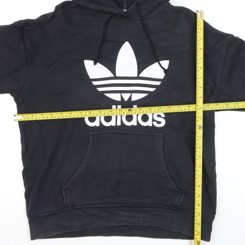 Adidas Mens Black XL Pullover Hoodie with Logo Graphic Print