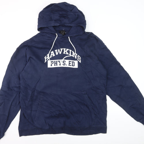 Nike x Stranger Things Men’s Blue Pullover Hoodie L Hawkins Phys Ed